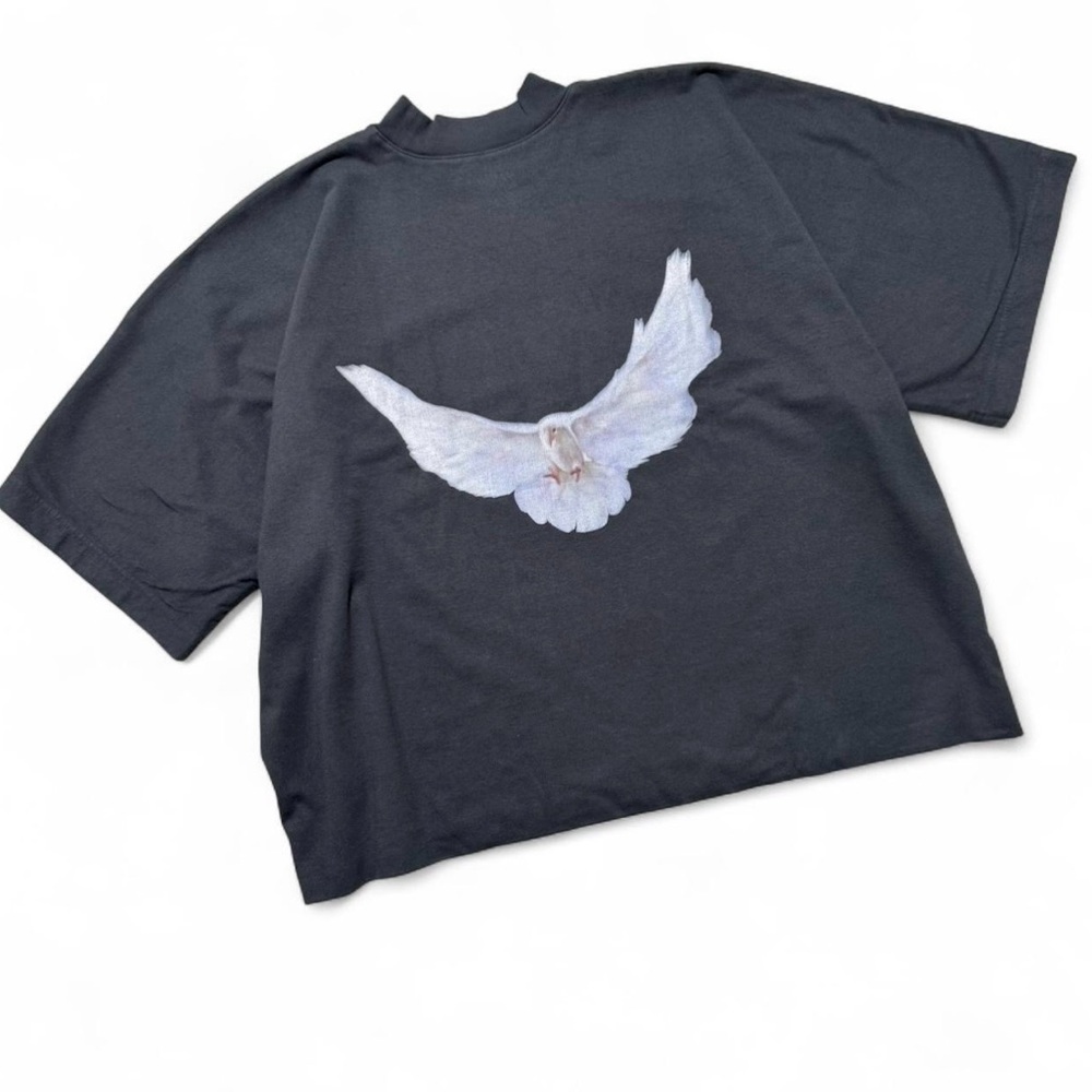 Yeezy Black Tee with White Dove Graphic